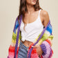 Bohemian Hand Crochet Rainbow Multi Color Oversized Open Cardigan
