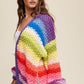 Bohemian Hand Crochet Rainbow Multi Color Oversized Open Cardigan