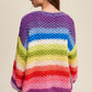 Bohemian Hand Crochet Rainbow Multi Color Oversized Open Cardigan