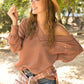 Bohemian Holly Waffle Knit V-Neck Top