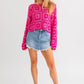Bohemian Long Sleeve Floral Block Crochet Top