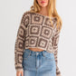 Bohemian Long Sleeve Floral Block Crochet Top