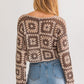 Bohemian Long Sleeve Floral Block Crochet Top