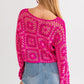 Bohemian Long Sleeve Floral Block Crochet Top