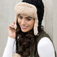 Bohemian Winter Cable Weave Pom Trapper Hat