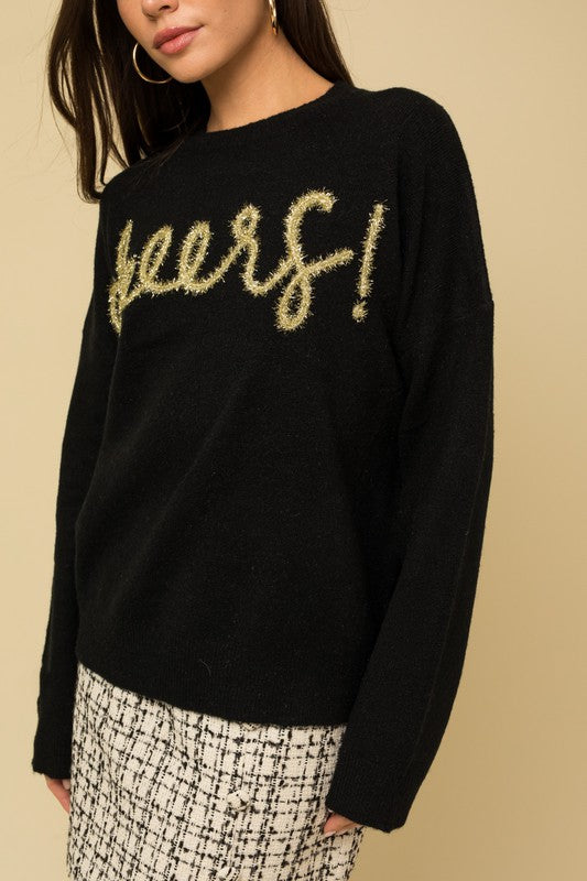 Bohemian Holiday Cheers Pullover Sweater