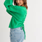 Bohemian Fuzzy Sweater with Back Ruching