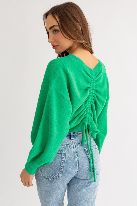 Bohemian Fuzzy Sweater with Back Ruching