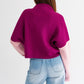 Bohemian Color Block Oversized Cropped Mock Neck Sweater