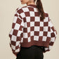 Bohemian Bold Gingham Sweater Weaved Crop Cardigan