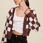 Bohemian Bold Gingham Sweater Weaved Crop Cardigan