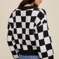 Bohemian Bold Gingham Sweater Weaved Crop Cardigan