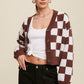 Bohemian Bold Gingham Sweater Weaved Crop Cardigan