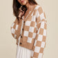 Bohemian Bold Gingham Sweater Weaved Crop Cardigan