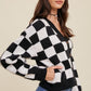 Bohemian Bold Gingham Sweater Weaved Crop Cardigan