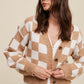 Bohemian Bold Gingham Sweater Weaved Crop Cardigan