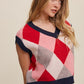 Bohemian Argyle Cropped Knit Sweater Vest
