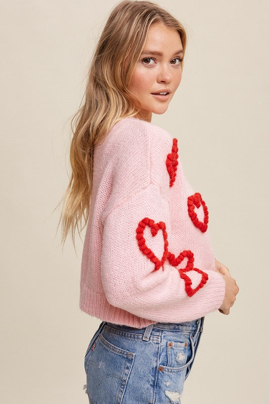 Bohemian Lots of Love Knit Copped Heart Cardigan
