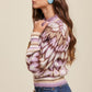 Bohemian Mod Print Full of Heart Mock Neck Puff Sleeve Knit Sweater