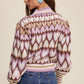 Bohemian Mod Print Full of Heart Mock Neck Puff Sleeve Knit Sweater