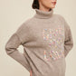 Bohemian Give Me Love Stitched Mock Neck Pullover Sweater