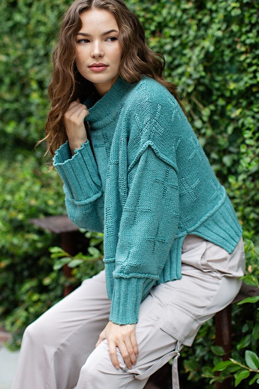 Bohemian Cross Pattern Knit Oversized Pullover Sweater