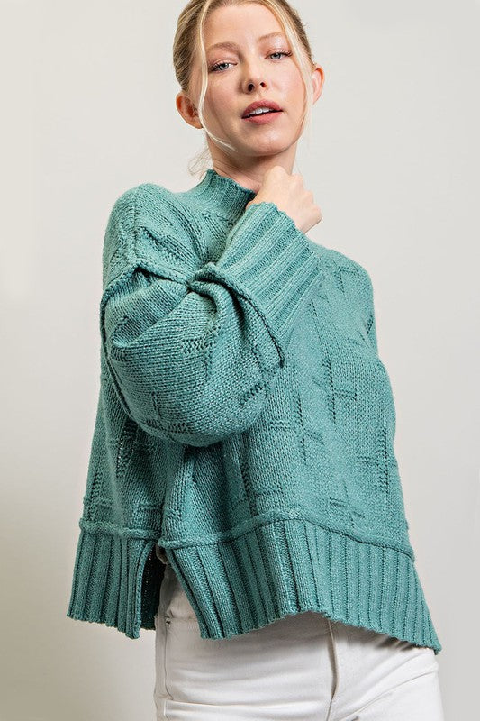 Bohemian Cross Pattern Knit Oversized Pullover Sweater