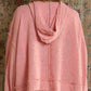 Bohemian POL Round Neck Balloon Sleeve Hooded Knit Top