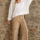 Bohemian POL Round Neck Balloon Sleeve Hooded Knit Top