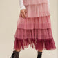Bohemian Gradient Style Tiered Mesh Maxi Skirt
