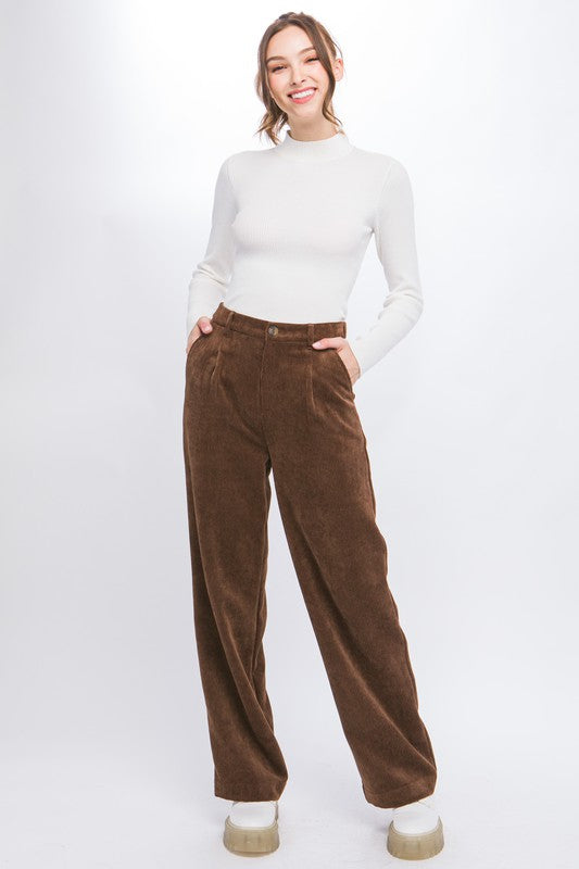 Bohemian Corduroy Button Front Flare Pants