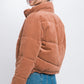 Bohemian Corduroy Puffer Jacket with Toggle Detail