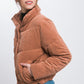 Bohemian Corduroy Puffer Jacket with Toggle Detail