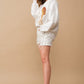 Bohemian Fleece Terry Football Sequin Patch Sweatshirt