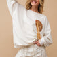 Bohemian Fleece Terry Football Sequin Patch Sweatshirt