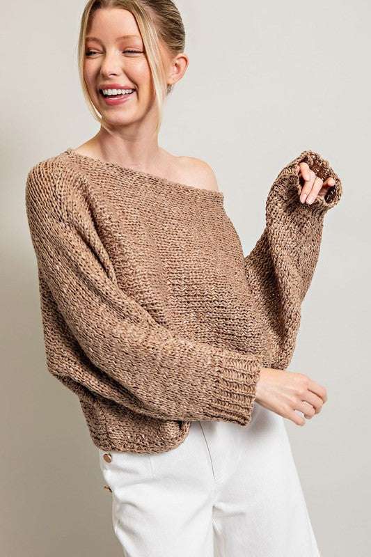 Bohemian Mocha Loose Fit Knit Pullover Sweater