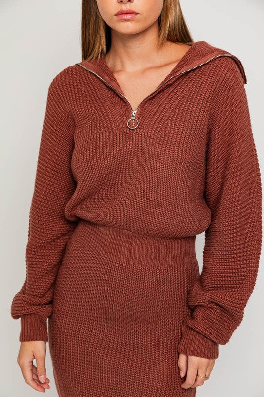 Bohemian Zipper Sweater Mini Dress
