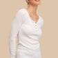 Bohemian Henley Leah Ribbed Button Detail Top