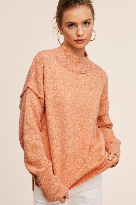 Bohemian Mock Neck Ella Wool Blend Knit Pullover Sweater – OliverandJade