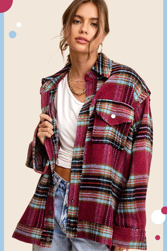 Bohemian Plaid Hailee Wool Blend Flannel Jacket