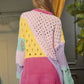 Bohemian Rocker Color Block Distressed Detail Pullover Sweater