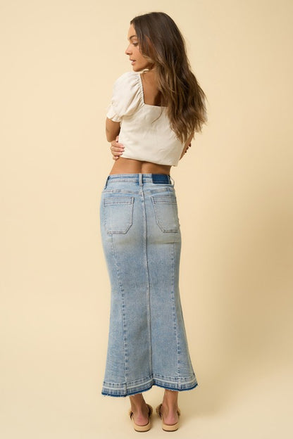 Bohemian Mermaid Maxi Denim Skirt