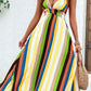 Multicolored Stripe Crisscross Backless Dress