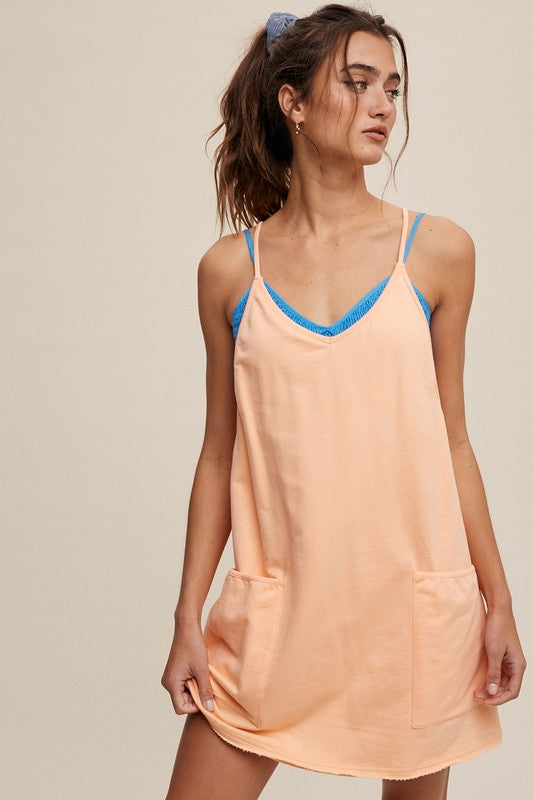 Bohemian Sporty Mini Dress With Built in Romper Liner