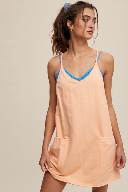 Bohemian Sporty Mini Dress With Built in Romper Liner