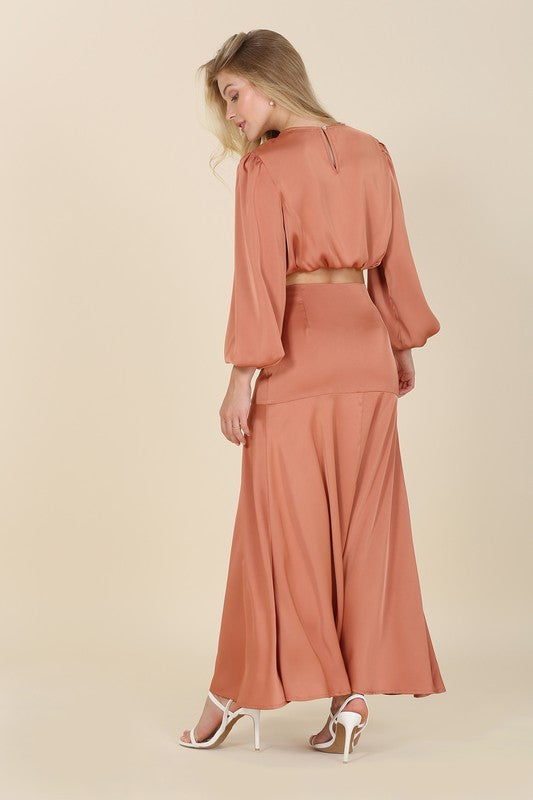 Bohemian Dressed Up Satin Two-Piece Mermaid Dress Set