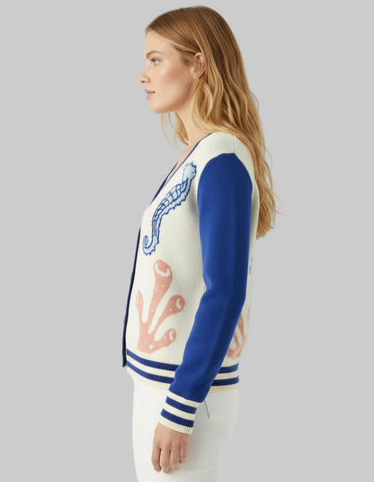 Seahorse Coral Knit Cardigan