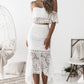 Boho Chic Off Shoulder Lace Crop Top and Skirt Dress