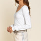 Bohemian POL Studded Ribbed V-Neck Top