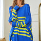 Bohemian Multi Striped Elbow Patch Loose Fit Sweater Top